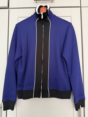 Valentino Royal Blue Zip-Front Track Jacket with Black Trim